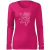 Dámské tričko s potiskem DRAGOWA Slim dámské tričko s dlouhým rukávem český lev růžová