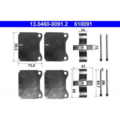 Sada příslušenství, obložení kotoučové brzdy ATE 13.0460-0091 (AT 610091) – Zboží Mobilmania