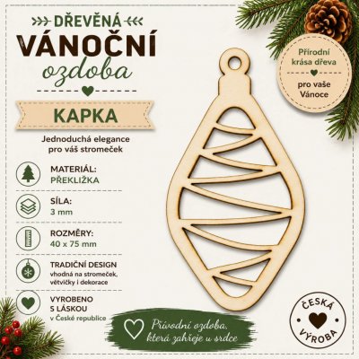 ADVIPO Dřevěná vánoční ozdoba Kapka 40 × 75 mm – Hledejceny.cz