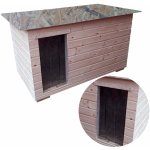Elfino psí bouda se zástěnou rovná střecha Standart-zateplená OSB desky smrkové palubky XL 140 x 90 x 90 cm – HobbyKompas.cz