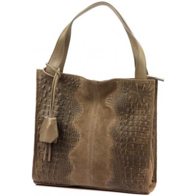 Kožená kabelka Luka 26-010 CROCO taupe – Sleviste.cz