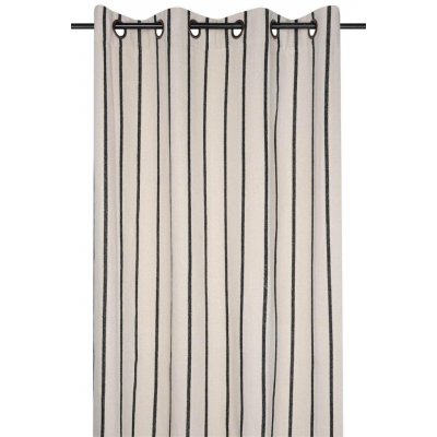 STOF Bavlněný závěs s kroužky TROP černé pruhy, 135 x 260 cm béžová – Hledejceny.cz