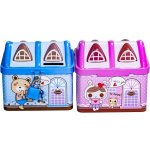 pokladnička DOMEK zámek 12x9,5x10cm růž. modrý plech – Sleviste.cz