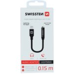 SWISSTEN Audio adaptér Textile Lightning/jack (samice) 0,15 m, černý 73501211 – Zboží Živě
