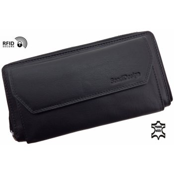 Sendi design dámská kožená peněženka zip černá