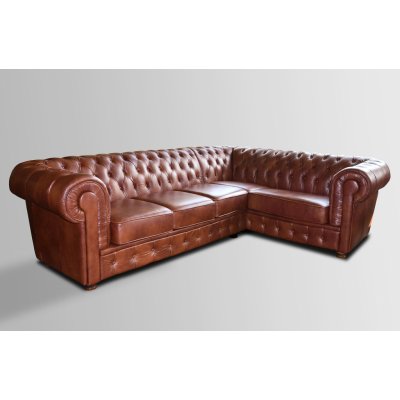 AV interiery Chesterfield Windsor kůže K-220 bílá káva levá