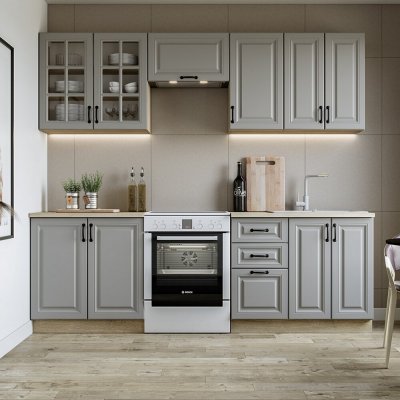 Halmar Kuchyňská sestava ELIZABETH 240cm korpus: dub sonoma čelo: šedá (12p=1sada) – Zboží Dáma