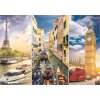 Puzzle TREFL Koláž měst Paříž-Benátky-Londýn + Podložka pod 1000 dílků