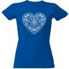 Dámské tričko s potiskem tričko s potiskem modrotisk lidové srdce Královská modrá
