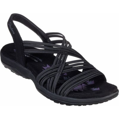 ČERNÉ DÁMSKÉ SANDÁLY SKECHERS REGGAE SLIM SIMPLY STRETCH SANDALS 163023 BLK – Zboží Dáma