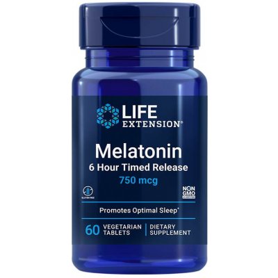 Life Extension Melatonin 6 Hour Timed Release 750 mcg 60 kapslí