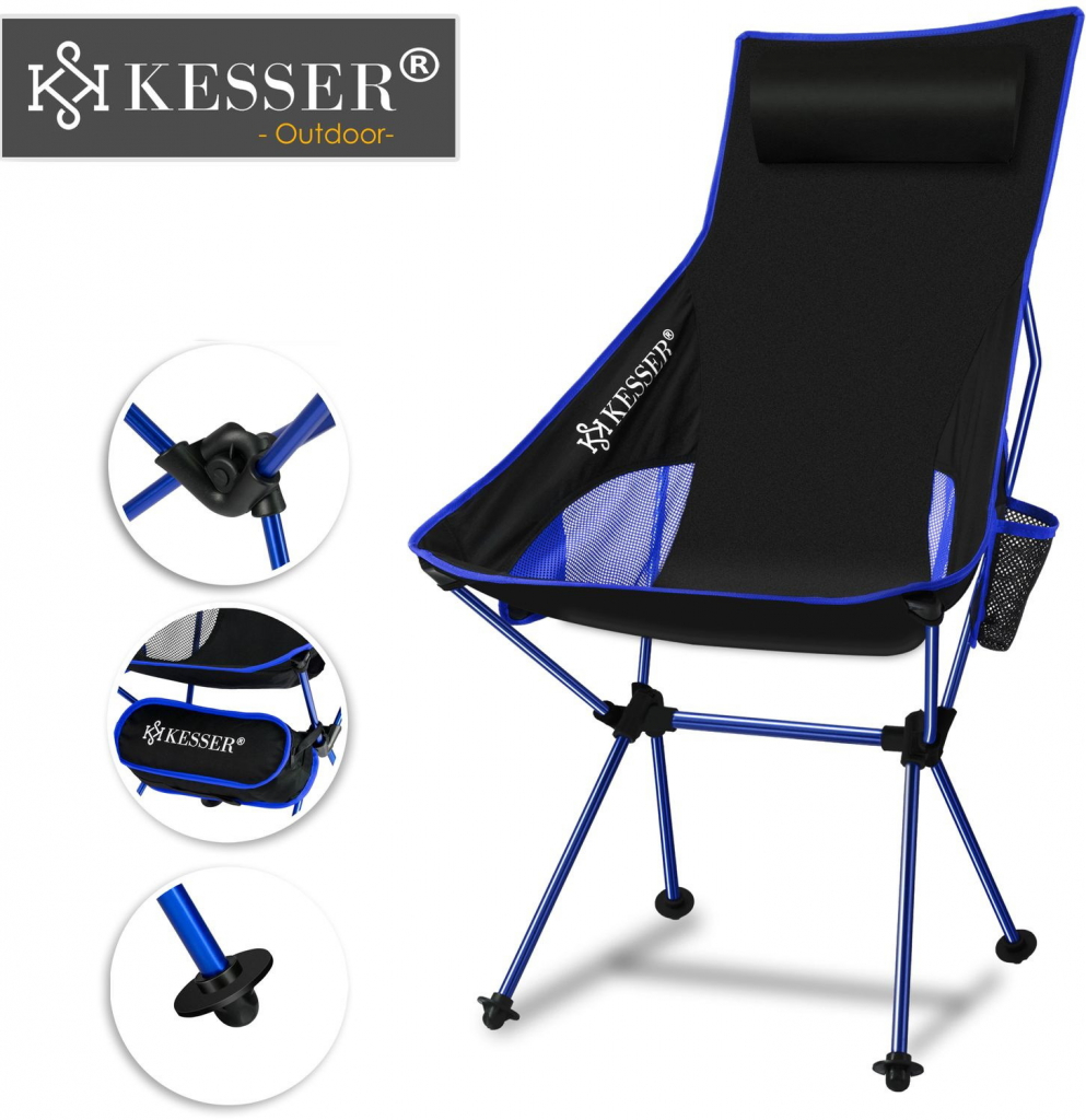 Kesser rybářská židle s držákem na nápoje skládací stolička 120 kg táborová  židle modrá od 699 Kč - Heureka.cz