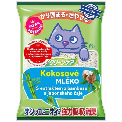 Japan Premium Rostlinná podestýlka Kokosové mléko s extraktem z bambusu a japonského čaje, 6 l – Zboží Mobilmania