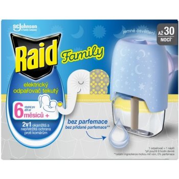 Raid Family elektrický odpařovač s tekutou náplní proti komárům, 30 nocí, 1+21 ml