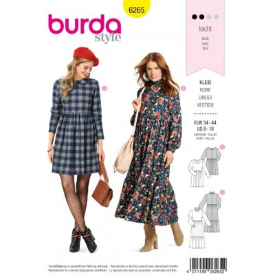 Střih Burda číslo 6265 šaty s límečkem, rolákové šaty, flanelové šaty – Zboží Mobilmania