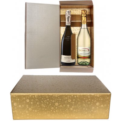 Krabice dárková na 2 láhve 340x180, v.95mm (zlatá s kruhy) 1 ks/krabička – Zboží Mobilmania