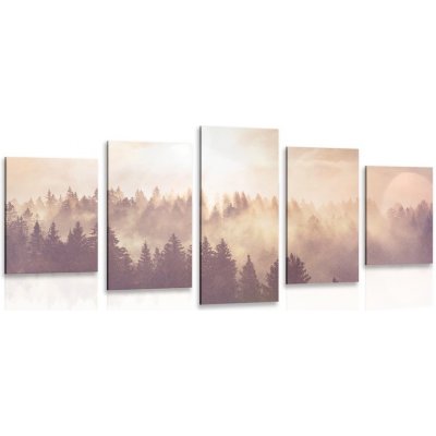 5-dílný obraz mlha nad lesem - 100x50 cm – Zboží Mobilmania