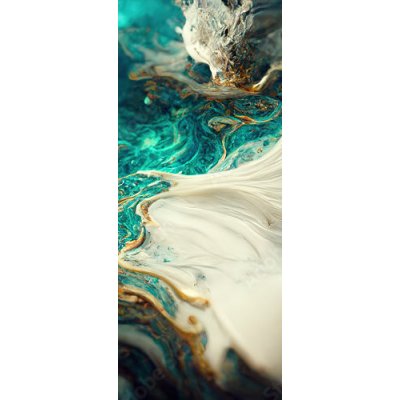 WEBLUX 538117667 Samolepka na dveře fólie Spectacular image of teal and white liquid ink churning together rozměry 90 x 220 cm – Sleviste.cz