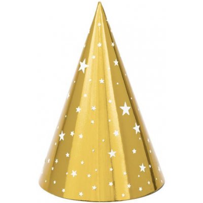 PartyDeco Čepičky zlaté s hvězdičkami 6ks 16 cm – Zboží Dáma