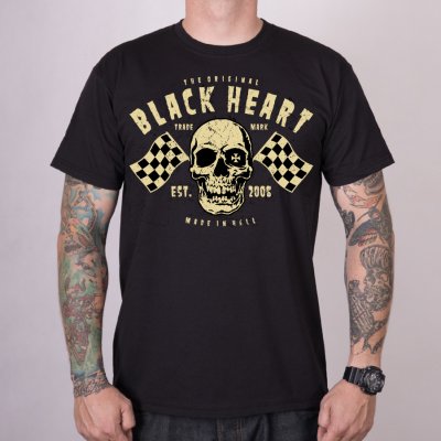 Pánské triko Black Heart FLAG SKULL Černá