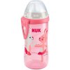 Dětská láhev a učící hrnek NUK first choice kiddy cup láhev růžová se zajíčky 300 ml