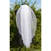 Svatební závoj Bílý jednovrstvý svatební závoj s perličkami 75 cm