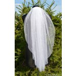 Bílý jednovrstvý svatební závoj s perličkami 75 cm – Zboží Dáma