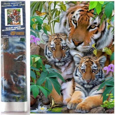 Norimpex Diamantové malování Tygří rodina 30 x 40 cm – Zboží Mobilmania