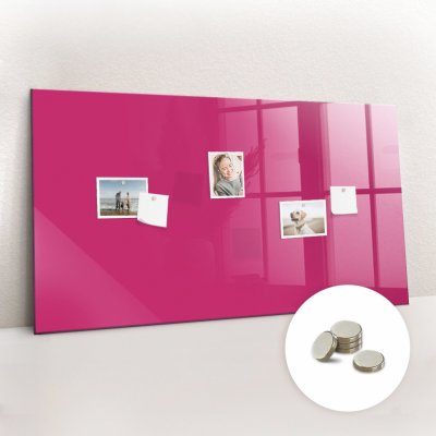 tulup Magnetická Tabule na Zeď Skleněná - Memo Board Kleněnou Přední Stranou - 5 magnetů v balení - 60 x 120 cm - Barva silně růžová