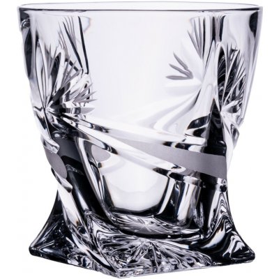 Crystalite Bohemia Bohemia Crystal broušené sklenice na whisky Quadro brus Mašle 6 x 340 ml – Zboží Dáma