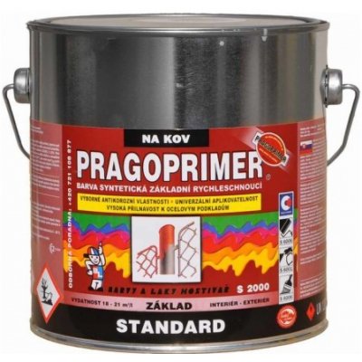 Pragoprimer S2000, základní antikorozní rychleschnoucí barva na kov, bílá, 2,5 l