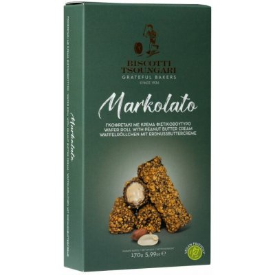 Biscotti Tsoungari Markolato arašídové trubičky s krémem z burákového másla 170 g – Sleviste.cz