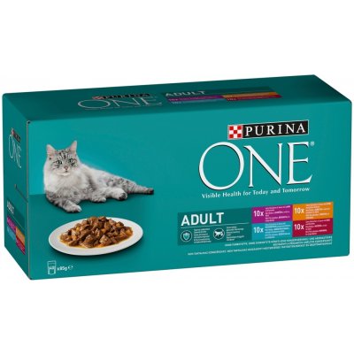 Purina ONE Adult hovězí jehněčí kuřecí mořské ryby 40 x 85 g – Hledejceny.cz