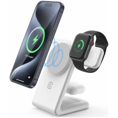 Bezdrátová nabíječka Crong Charger 3 v 1 s MagSafe pro iPhone, Apple Watch a AirPods – Sleviste.cz