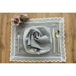 Nelly lněné prostírání s paličkovanou krajkou šedá 33x42cm – Zboží Mobilmania