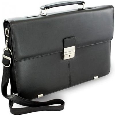 kožená aktovka se dvěma vnitřními přihrádkami 112-2036-60 Černá – Zboží Mobilmania