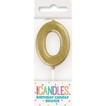 Unique Svíčka dortová číslo 0 malá zlatá – Sleviste.cz