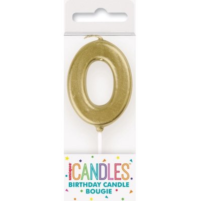 Unique Svíčka dortová číslo 0 malá zlatá – Sleviste.cz