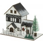 Retlux Vánoční dekorace DOMEK SE SNĚHULÁKEM RXL 465 dřevo WW 7 LED 2 x LR44 – Sleviste.cz