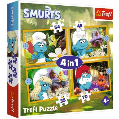 Trefl 4v1 Život ve Šmoulí vesnici 35 48 54 70 dílků – Zboží Mobilmania