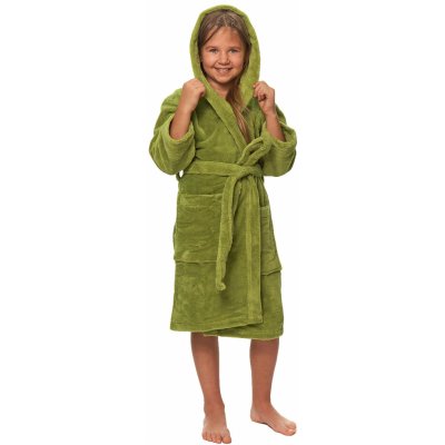 Interkontakt Dětský župan s kapucí, Olive Green – Zboží Dáma Interkontakt Dětský župan s kapucí, Olive Green – Zboží Dáma