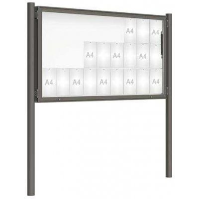 PROCITY Venkovní vitrína model 2000 27 x A4, šedá PRO, včetně sloupků | Zboží Auto