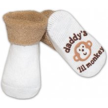Ponožky kojenecké froté protiskluzové ZVÍŘÁTKA bílé s béžovou