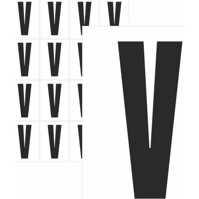 Písmena samolepící černá V samolepící vinylová fólie 25mm písmo - aršík 16 ks – Zboží Dáma