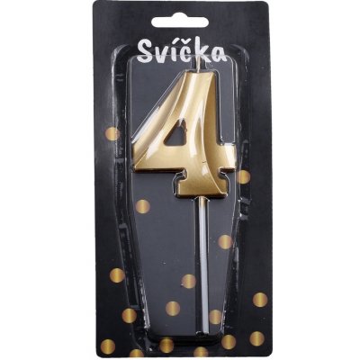 Wiky Párty svíčka číslo 4 zlatá – Zboží Mobilmania