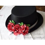 Cylindr černý - bordó růže – Hledejceny.cz