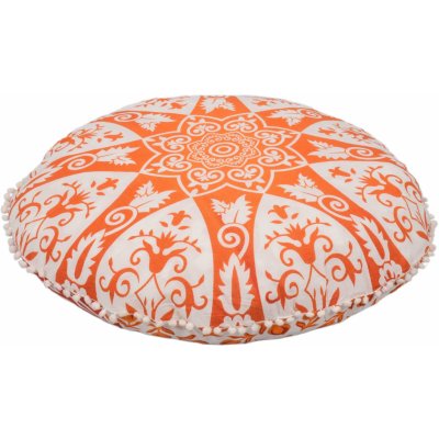 Sanu Babu Meditační polštář kulatý Mandala oranžovo-bílý 80x10 – Zboží Mobilmania