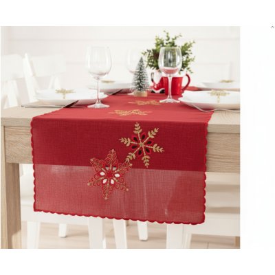 Mybesthome Vánoční ubrus - běhoun SNOWFLAKES červená 40x140 cm – Zboží Dáma