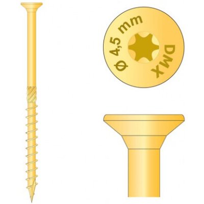 Konstrukční tesařský vrut 4,5x60 TORX T20 Zn ZH zápustná hlava (200 ks/bal) – Hledejceny.cz