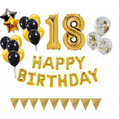 Balónkový set zlato černý číslo 18 – Zboží Mobilmania